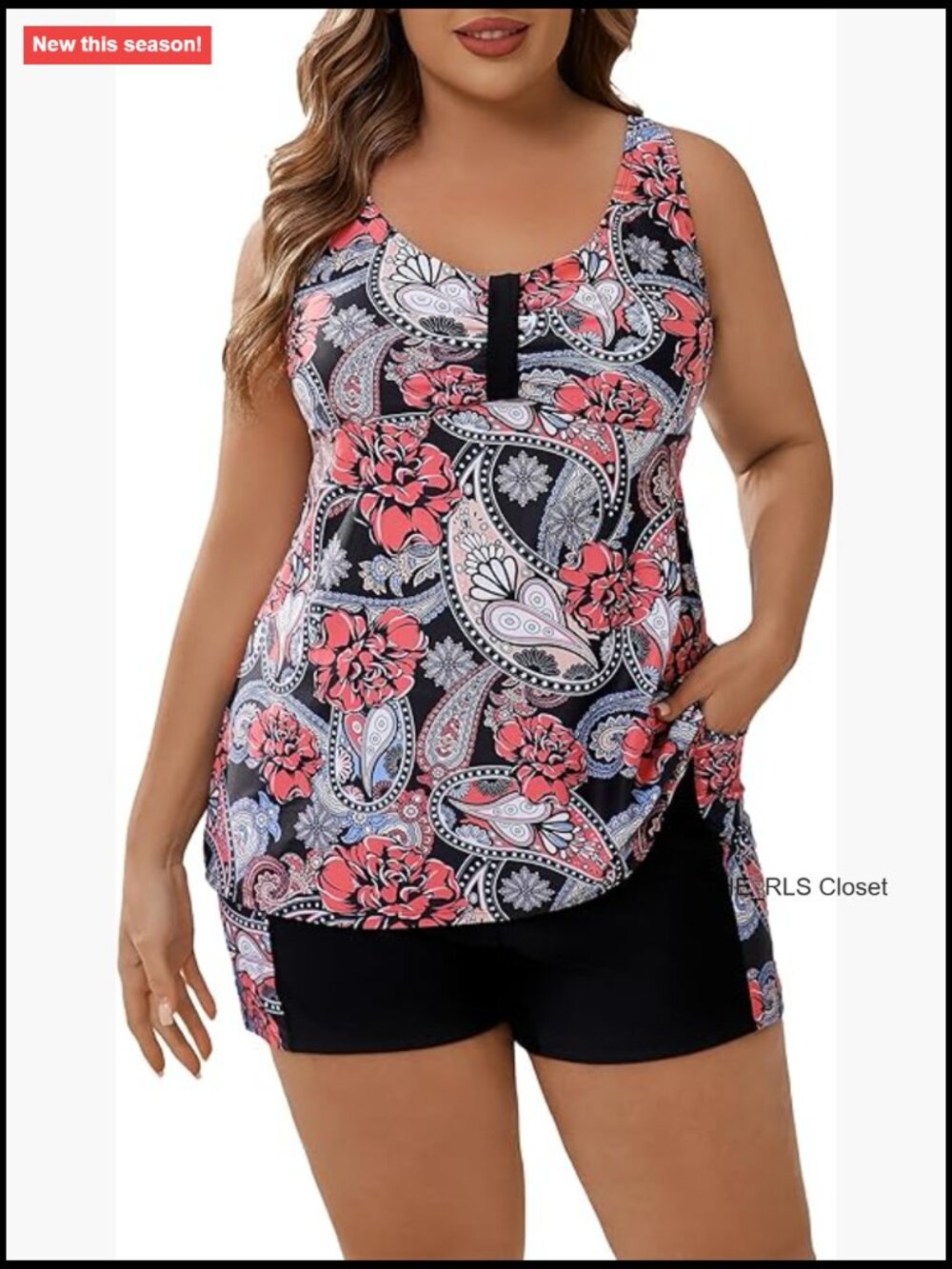 Tankini Swimsuit Set With Boy Shorts Tummy Control Plus Size